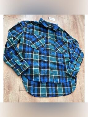 Zara Men's Blue & Green Plaid Flannel Shirt (USED)